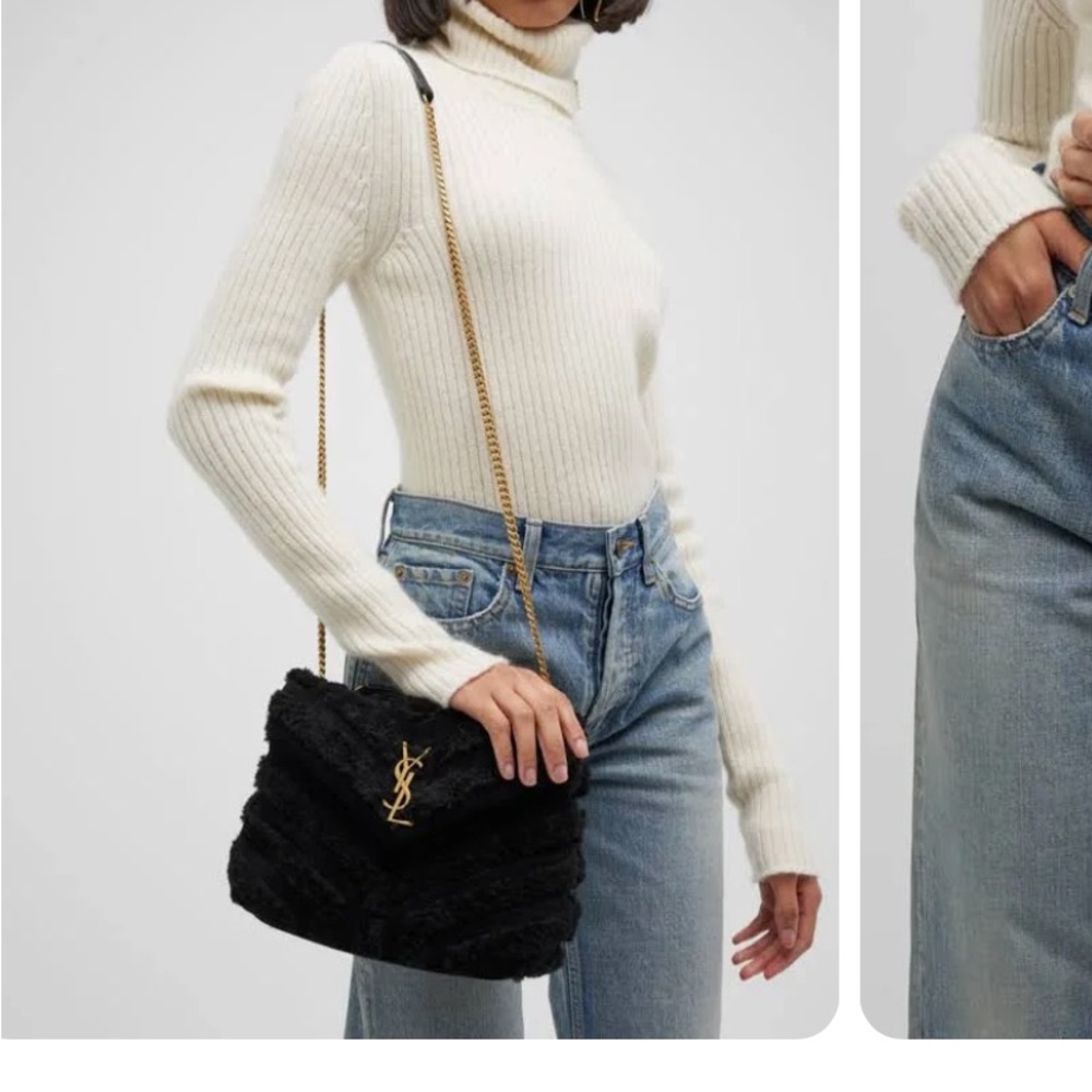 Saint Laurent Lou Lou Small YSL Shearling Shoulder Bag      Worn 3 times!